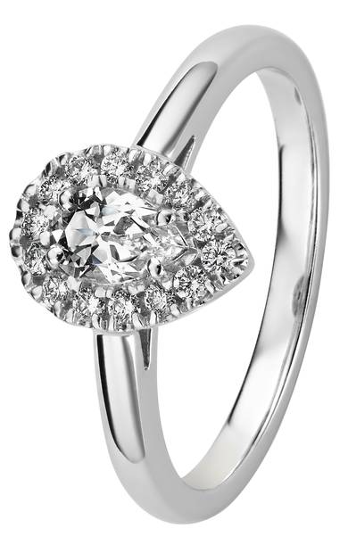 Kohinoor Garda valkokultainen timantti-topaasi sormus 033-420V-14 - Timanttisormukset - 033-420V-14-160 - 1