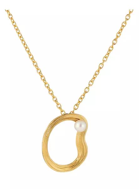 Lumoava Uoma kaulakoru kullattua hopeaa ja Akoya helmi, ketjun pituus 70/80 cm - Lumoava kaulakorut ja riipukset - L66265914400 - 1