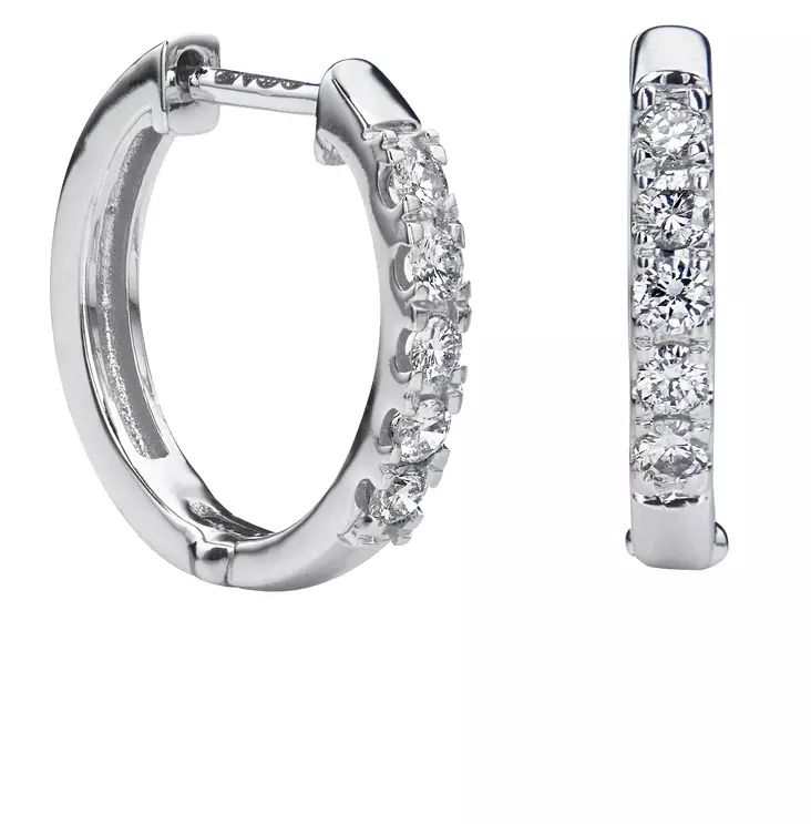 Kohinoor Estelle valkokultaiset timantti korvarenkaat 0,30ct 143-216V-30 - Naisten korvakorut - 143-216V-30 - 1