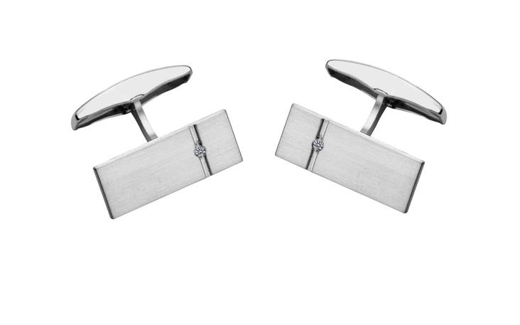 Hopeiset kalvosinnapit timantilla 1 x 0,01ct/ 20x8mm - Naisten korut - 461330000 - 1