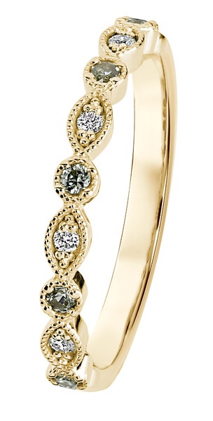 Kohinoor Clara sormus 033-269-04 timantit: 4 x0,01 H/Si + vihreitä safiireja 5 x 1,6mm - Timanttisormukset - 033-269-04-160 - 1