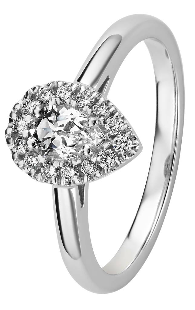 Kohinoor Garda valkokultainen timantti-topaasi sormus 033-420V-14 - Timanttisormukset - 033-420V-14-160 - 1