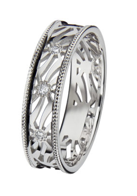 Kohinoot Laurel valkokultainen timanttisormus 0,03ct 033-254V-03 - Timanttisormukset - 033-254V-03-160 - 1