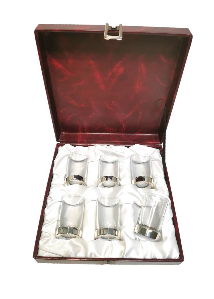 Snapsilasi setti hopea pannalla - Lahjaesineet - 782-500 - 1