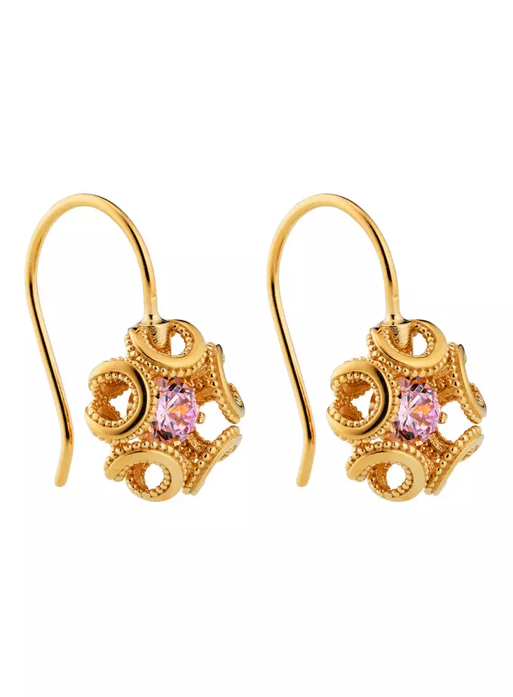 Lumoava Alma korvakorut kullattua hopeaa + pinkit zirkkonit L65251450000 - Lumoava korvakorut - L65251450000 - 1