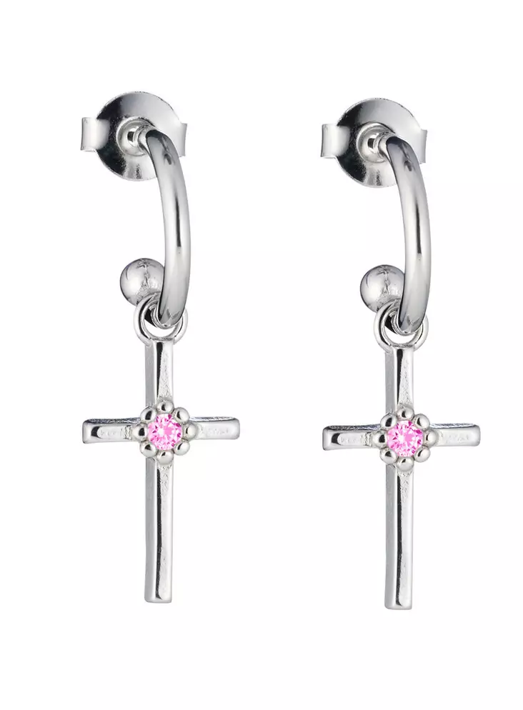 Daisy risti korvarengas pinkillä kivellä L54268150000 - Lumoava korvakorut - L54268150000 - 1