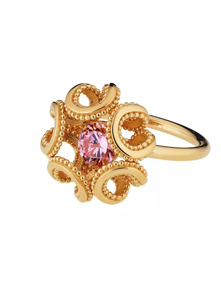Lumoava Alma sormus pinkillä kivellä kullattua hopeaa L62251450000 - Lumoava hopeasormukset - L62251450160 - 1