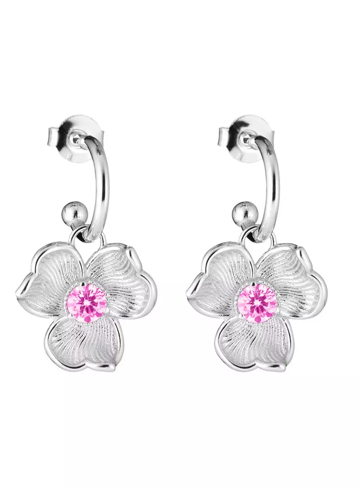 Lumoava Anna korvarengas pinkillä kivellä, hopeaa - Lumoava korvakorut - L54263815000 - 1