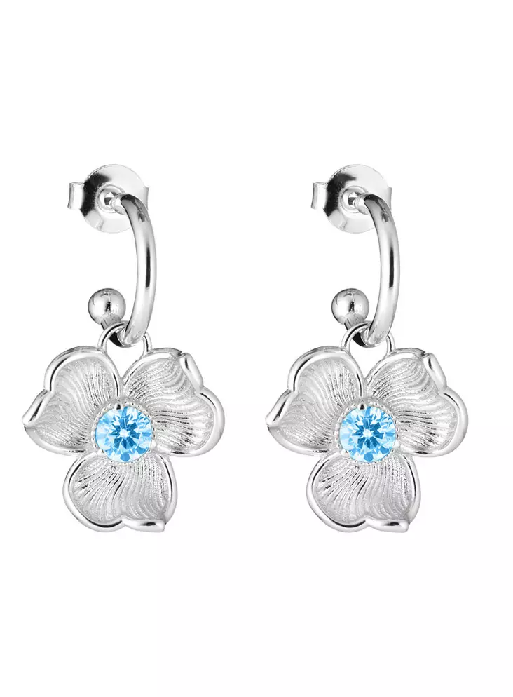 Lumoava Anna korvarenkaat vaaleansinisillä kivillä, hopeaa - Lumoava korvakorut - L54263814000 - 1