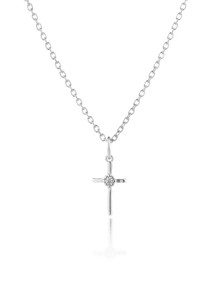 Lumoava Daisy hopeinen risti kirkkaalla kivellä L50268130000 - Lumoava kaulakorut ja riipukset - L50268130000 - 1