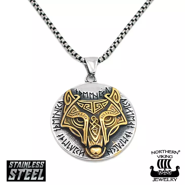 Northern Viking Jewelry "Guardian Wolf" teräksinen riipus NVJRS160 - Miesten kaulakorut - NVJRS160 - 1