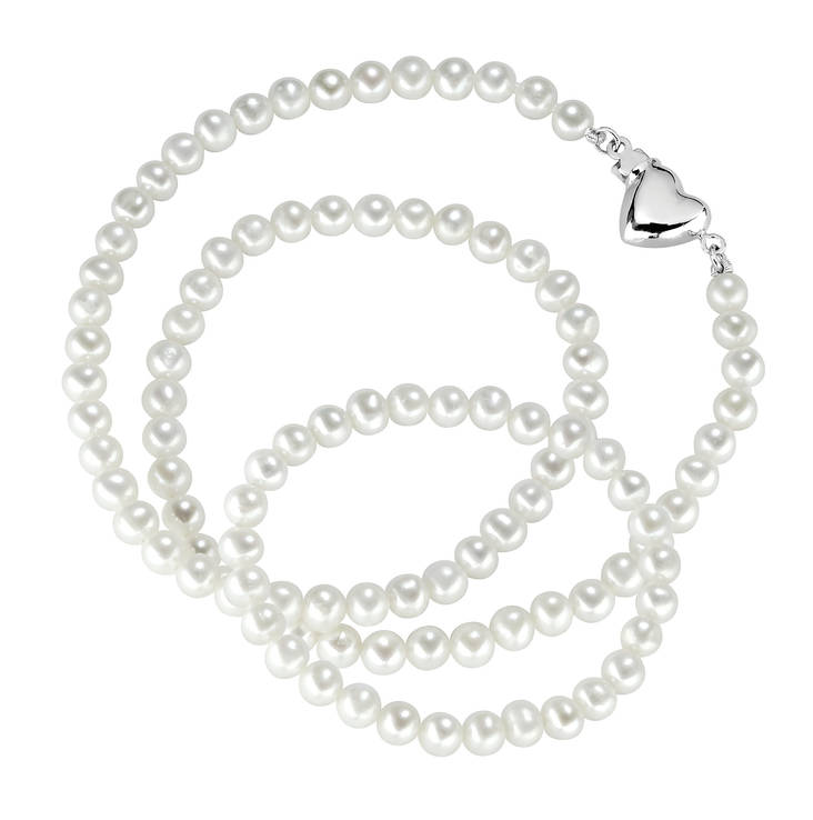 KASTEHELMINAUHA valkeilla helmillä ja hopeisella sydänlukolla - Korut - KH-1valk32 - 1