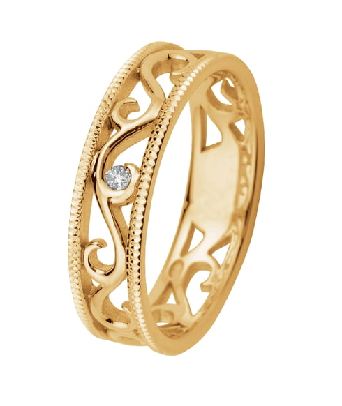 Kohinoor Laurel keltakultainen timanttisormus 0,02ct 033-252-02 - Timanttisormukset - 033-252-02 - 1