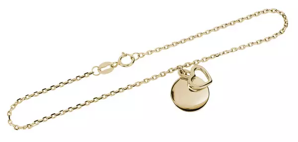 Kohinoor Deco kultainen rannekoru sydän&laatta 14k - Naisten rannekorut - 203-672 - 1