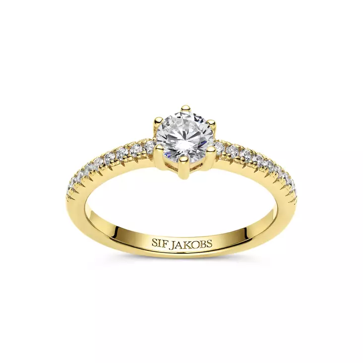 Sif Jakobs Ellera Uno Grande kullattu zirkon sormus SJ-R42282-CZ-YG - Hopeasormukset - SJ-R42282-CZ-YG-52 - 1