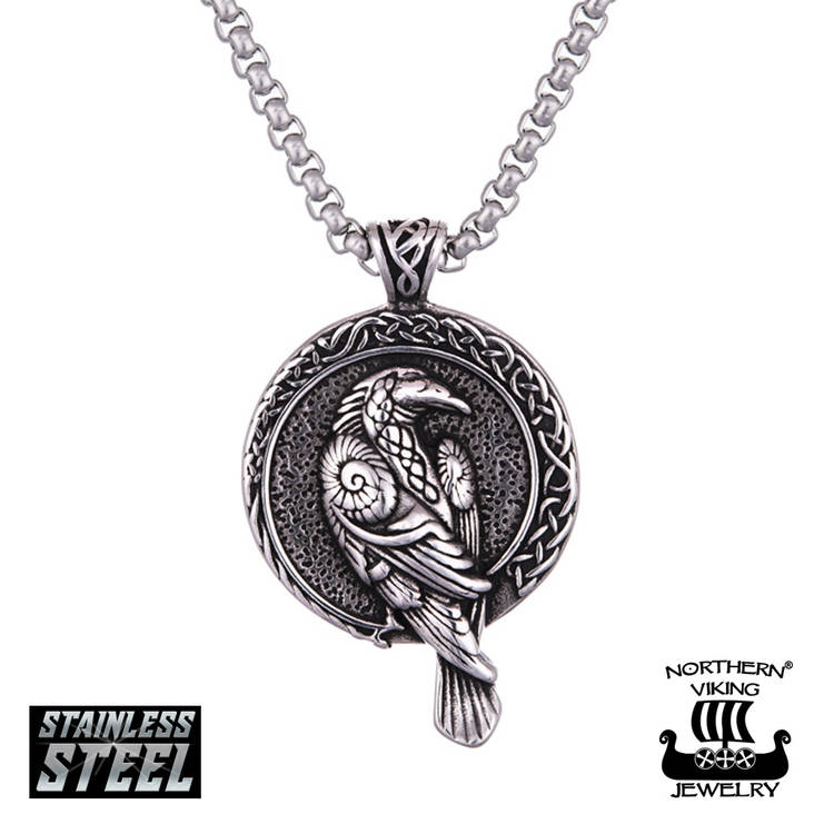 Northern Viking Jewelry "Raven Celtic Knot" teräs riipus NVJRS113 - Miesten kaulakorut - NVJRS113 - 1