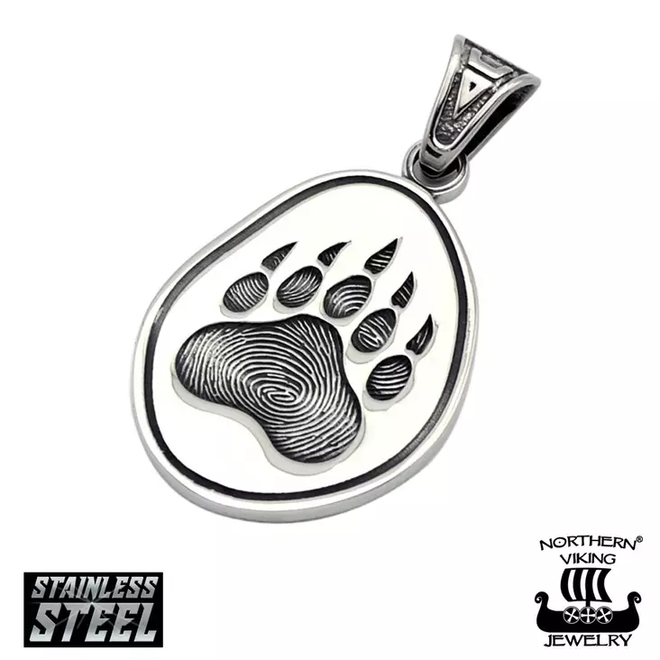 Northern Viking Jewelry "Bear Paw Amulet" teräksinen riipus NVJRS144 - Miesten kaulakorut - NVJRS144 - 1