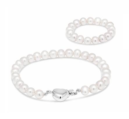 KASTEHELMIRANNE valkeilla helmillä ja hopeisella sydänlukolla - Korut - KH-1valk15 - 1