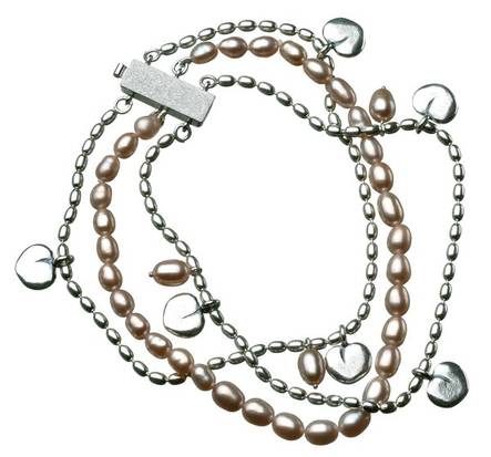 Kalevala Vanamo 6540 hopeinen rannekoru vaaleanpunaisella helminauhalla 2565400HE - Kalevala rannekorut - 2565400HE175 - 1