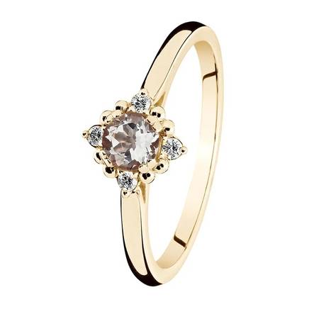 Kohinoor Celeste keltakultainen timanttisormus morganiitilla 033-440MO-04 - Timanttisormukset - 033-440MO-04-165 - 1