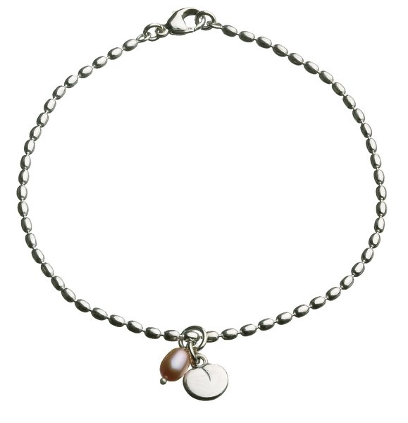 Kalevala Vanamo 6540/2 hopeinen rannekoru vaaleanpunaisella helmellä 2565402HE - Kalevala rannekorut - 2565402HE175 - 1