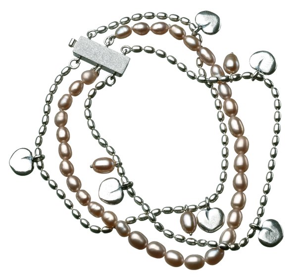 Kalevala Vanamo 6540 hopeinen rannekoru vaaleanpunaisella helminauhalla 2565400HE - Kalevala rannekorut - 2565400HE175 - 1