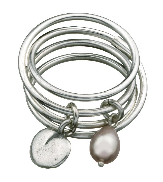 Kalevala Vanamo 6540 hopeinen sormus vaaleanpunaisella helmellä 2465400HE - Kalevala sormukset - 2465400HE155 - 1