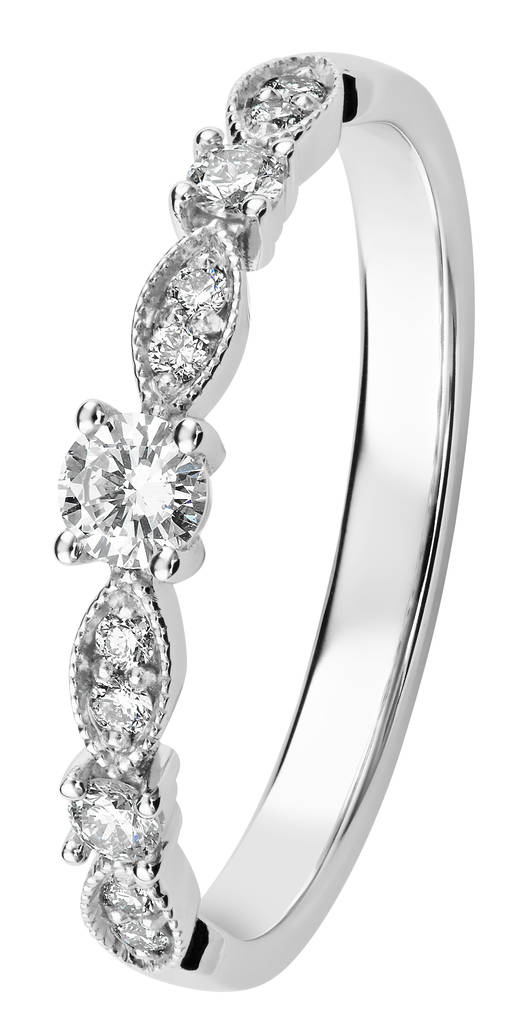 Kohinoor Clara valkokultainen timanttisormus yht.0,23ct 033-269V-23 - Timanttisormukset - 033-269V-23-165 - 1