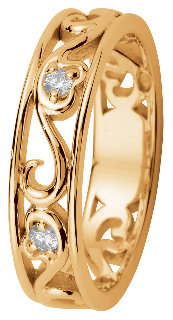 Kohinoor Laurel keltakultainen timanttisormus 0,03ct 033-250-03 - Timanttisormukset - 033-250-03-155 - 1