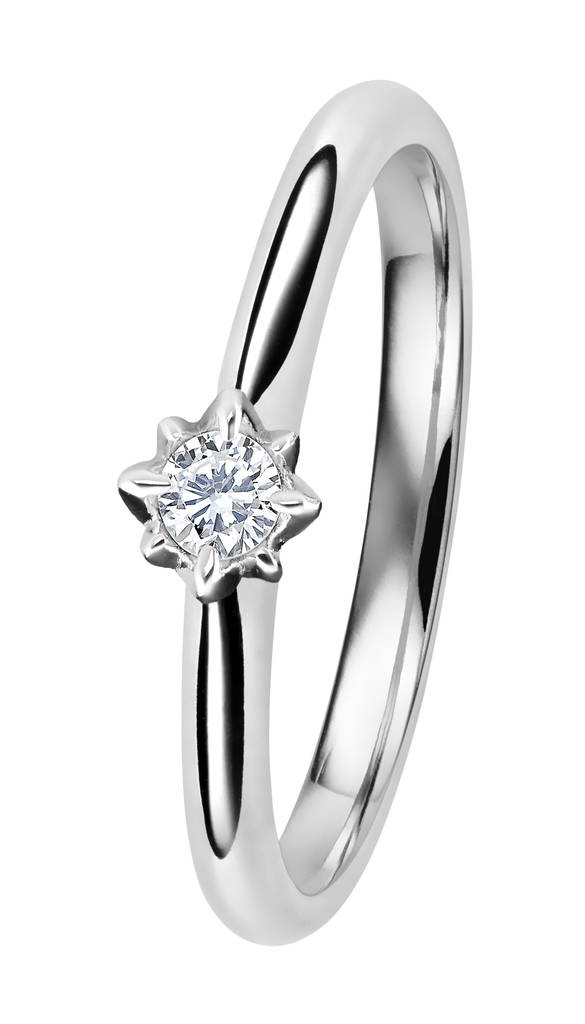 Kohinoor Rosa valkokultainen timanttisormus 0,12ct 033-260V-12 - Timanttisormukset - 033-260V-12-165 - 1