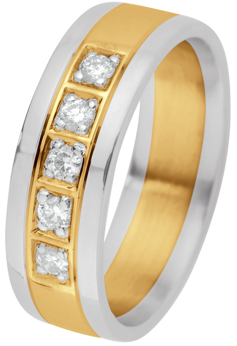 Kohinoor valko-/keltakultainen timanttisormus 5 x 0,03ct - Timanttisormukset - 033-019-15-175 - 1