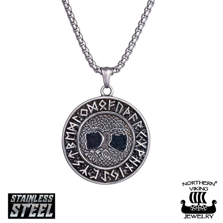 Northern Viking Jewelry "Tree Of Life Helm Of Awe" teräksinen riipus NVJRS127 - Miesten kaulakorut - NVJRS127-55 - 1