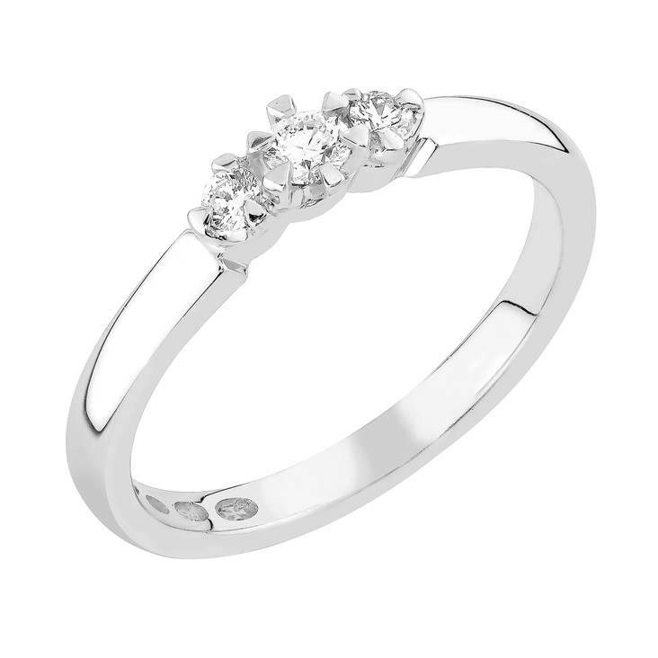 Sandberg Aurinkotuuli V-408w valkokultainen timanttisormus yht. 0,14ct - Timanttisormukset - V-408w-165 - 1