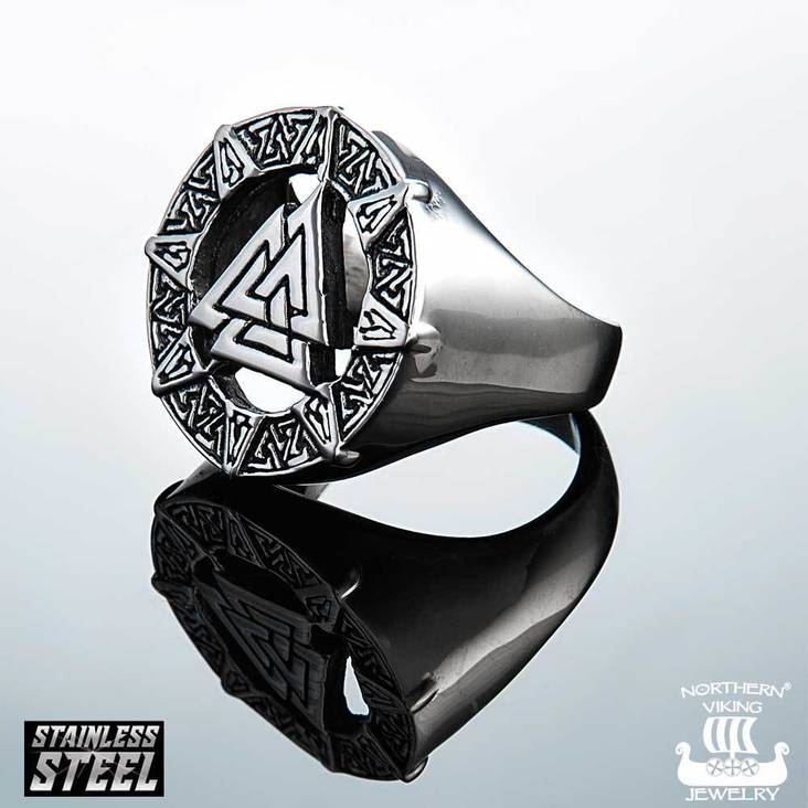 VALKNUT ODIN SYMBOL SORMUS - Titaani-ja terässormukset - NVJSO015-215 - 1