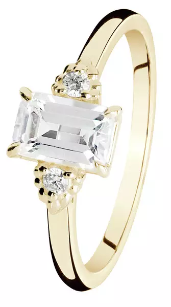 Kohinoor Celeste keltakultainen timanttisormus topaasilla 033-441KT-04 - Timanttisormukset - 033-441KT-04-165 - 1