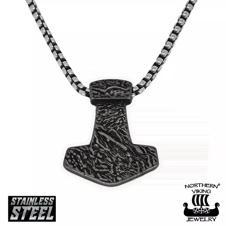 Northern Viking Jewelry "Iron Thor's Hammer" teräs riipus NVJRS146 - Miesten kaulakorut - NVJRS146 - 1