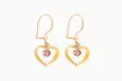 Sydän korvakorut koukku kiinnityksellä 14 k kultaa, pinkki kivi - Naisten korvakorut - 40197 - 1