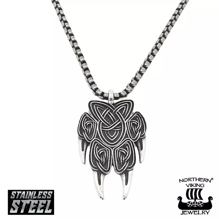 Northern Viking Jewelry "Bear Paw" teräksinen riipus NVJRS147 - Miesten kaulakorut  - NVJRS147 - 1