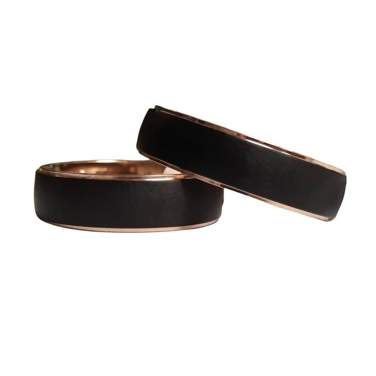 Bosie Titaani-PVD rose&mattamusta sormus TICMPVD-2021R&M/6 - Titaani-ja terässormukset - TICMPVD-2021RM6-58 - 1