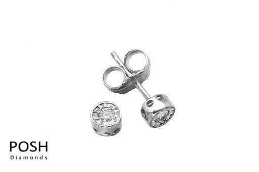 Valkokultaiset timanttinapit - Naisten korvakorut - KT08 - 1