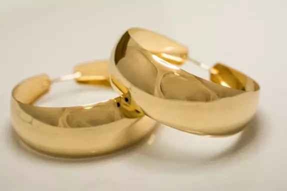 Kultaiset korvarenkaat 14 k, koko 12 x 34 mm - Naisten korvakorut - 30018 - 1