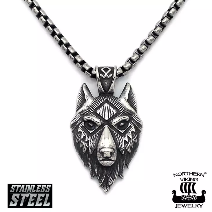 Northern Viking Jewelry "Celtic Wolf" teräs riipus NVJRS148 - Miesten kaulakorut - NVJRS148 - 1