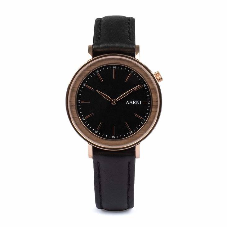 Aarni Aurora-Pähkinäpuu puinen rannekello - Aarni kellot - AURORA-PAHKINA - 1