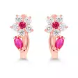 Punakultaiset kukka korvakorut 14k - Naisten korvakorut - K-E40808ZpuRG - 1