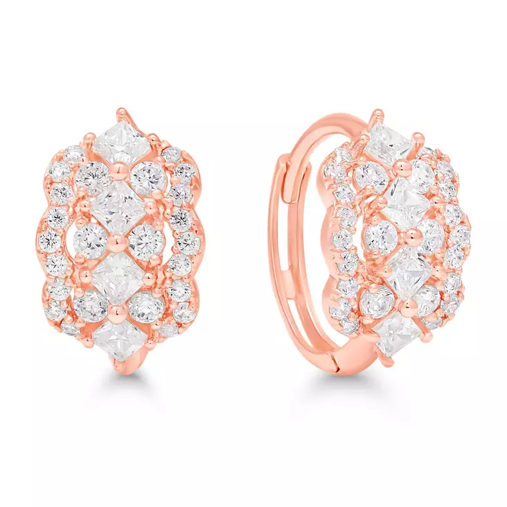 Punakultaiset zirkon renkaat 14k - Naisten korvakorut - K-E40445ZRG - 1