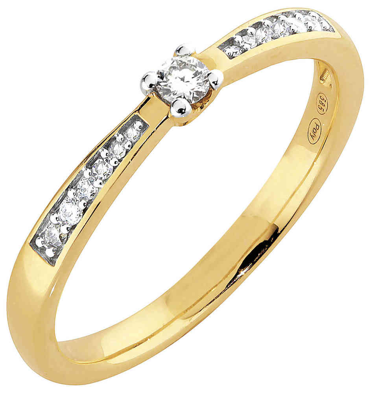 Paletti keltakultainen timanttisormus yht. 0,12ct - Timanttisormukset - K100-407VK - 1