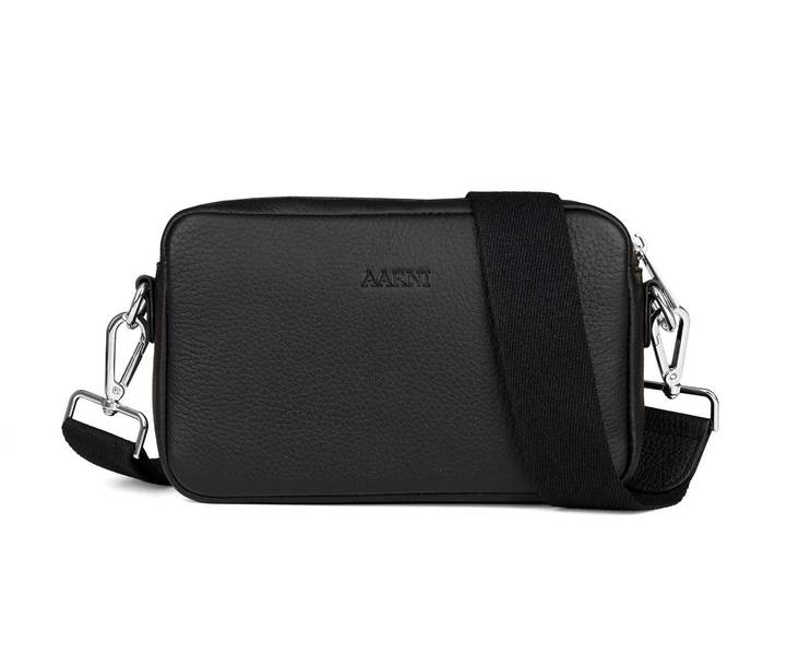 Aarni musta hirvennahkainen olkalaukku hopeisilla heloilla - Laukut, korttikotelot & lompakot - olkalaukkumustahop - 1