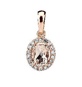 Kohinoor punakultainen riipus, 18timanttia + morganiitti. - Naisten kaulakorut - 123-P5186P - 1