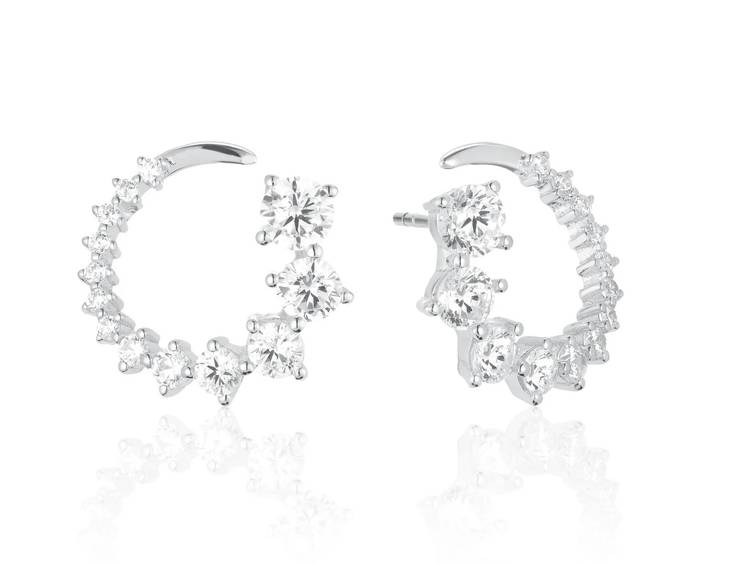 SIF JAKOBS Belluno Circolo hopeiset zirkonikorvakorut SJ-E42109-CZ-SS - Naisten korvakorut - SJ-E42109-CZ-SS - 1