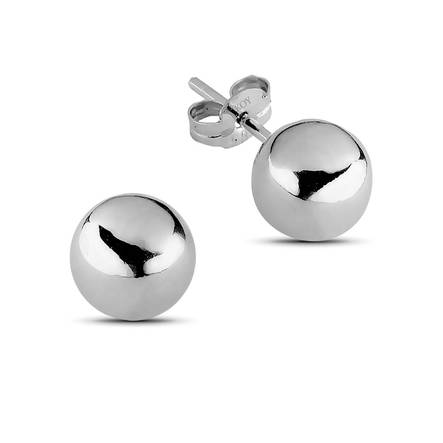 6mm valkokultaiset pallo korvakorut - Naisten korvakorut - 100241W - 1